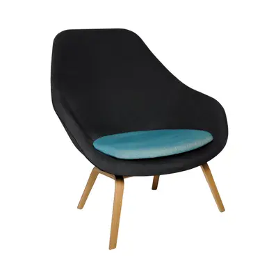 Fåtölj HAY AAL93 High Svart/Ljusblå