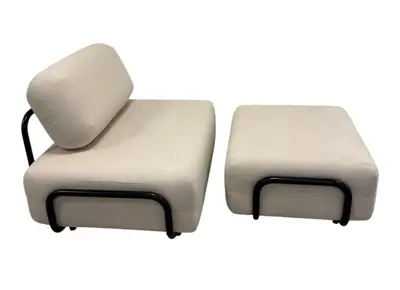 Fåtölj Med Fotpall Interior Design Collection Beige (2)