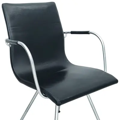 Konferensstol Lammhults Atlas Skinn Svart/Borstat Stål