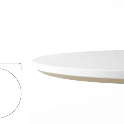 Bordsskiva Ø90 Vit fasad kant