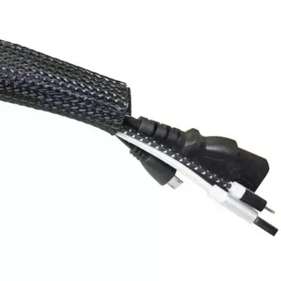 Flätad Kabelstrumpa Ø20 mm (Kardborr) Svart