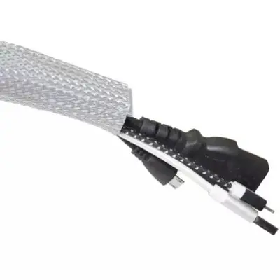 Flätad Kabelstrumpa Ø20 mm (Kardborr) Vit