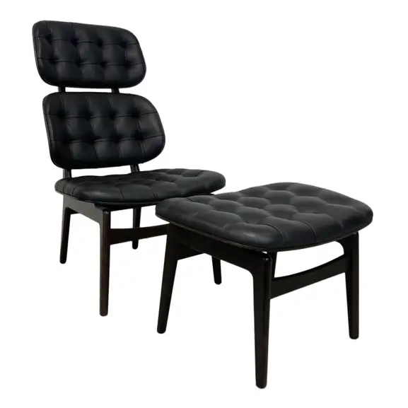 Fåtölj med fotpall Interior Design Svart (2)