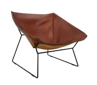 Fåtölj OX Denmarq Stitch Chair BrunSkinnSvart