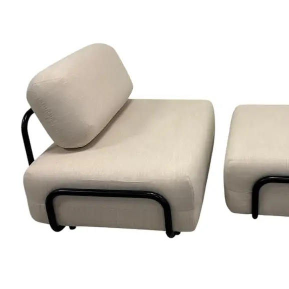 Fåtölj Med Fotpall Interior Design Collection Beige (2)