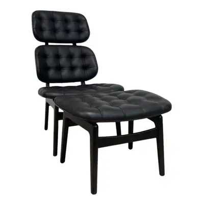 Fåtölj med fotpall Interior Design Svart