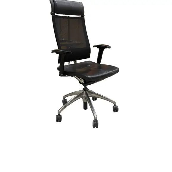 Kontorsstol Sedus Open Up 103 Svart_Skinn_Krom-Photoroom