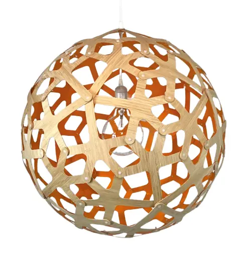 Taklampa David Trubridge Coral Orange Ø60
