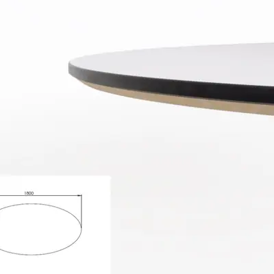 Bordsskiva Vit/Svart fasad kant 180x100cm