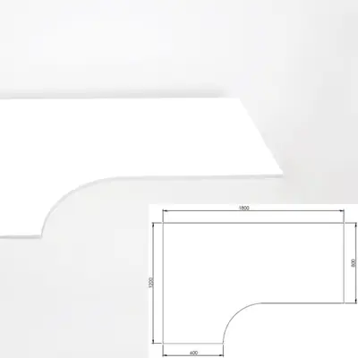 Kombiskiva Vit Vänstersvängd 180x120x80x60