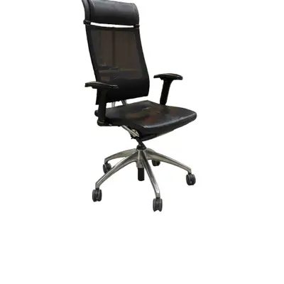 Kontorsstol Sedus Open Up 103 Svart_Skinn_Krom-Photoroom