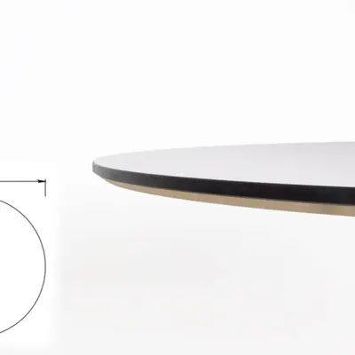 Bordsskiva Ø70 vit svart fasad kant
