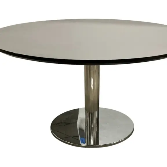 Cafébord GråSvartKrom Ø90 (2)