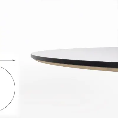 Bordsskiva Ø70 vit svart fasad kant