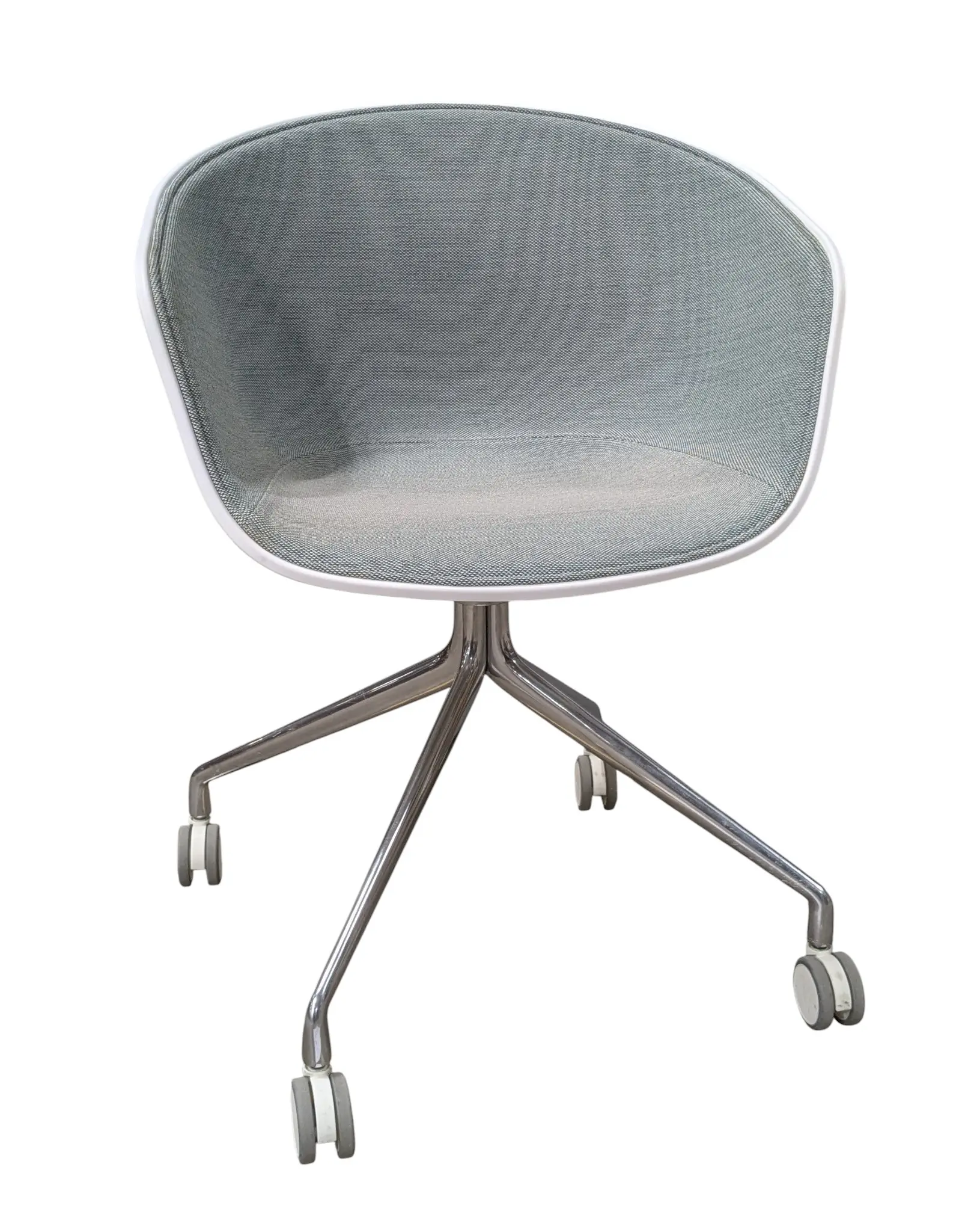 Konferensstol AAC24 Front Upholstery GrönBlåVitKrom (2)