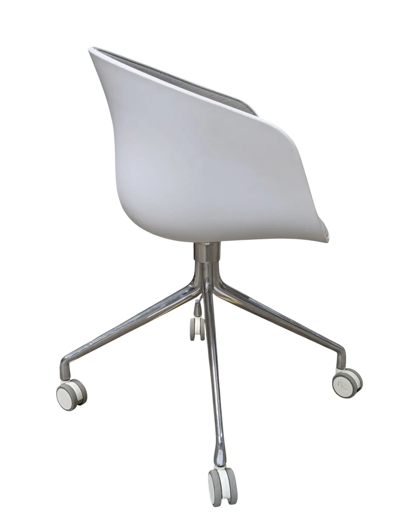 Konferensstol AAC24 Front Upholstery LjusgråVitKrom (2)