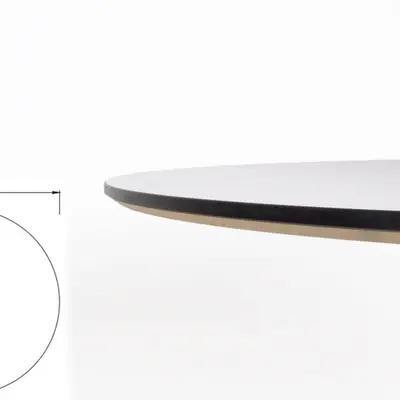Bordsskiva Ø90 Vit svart fasad kant