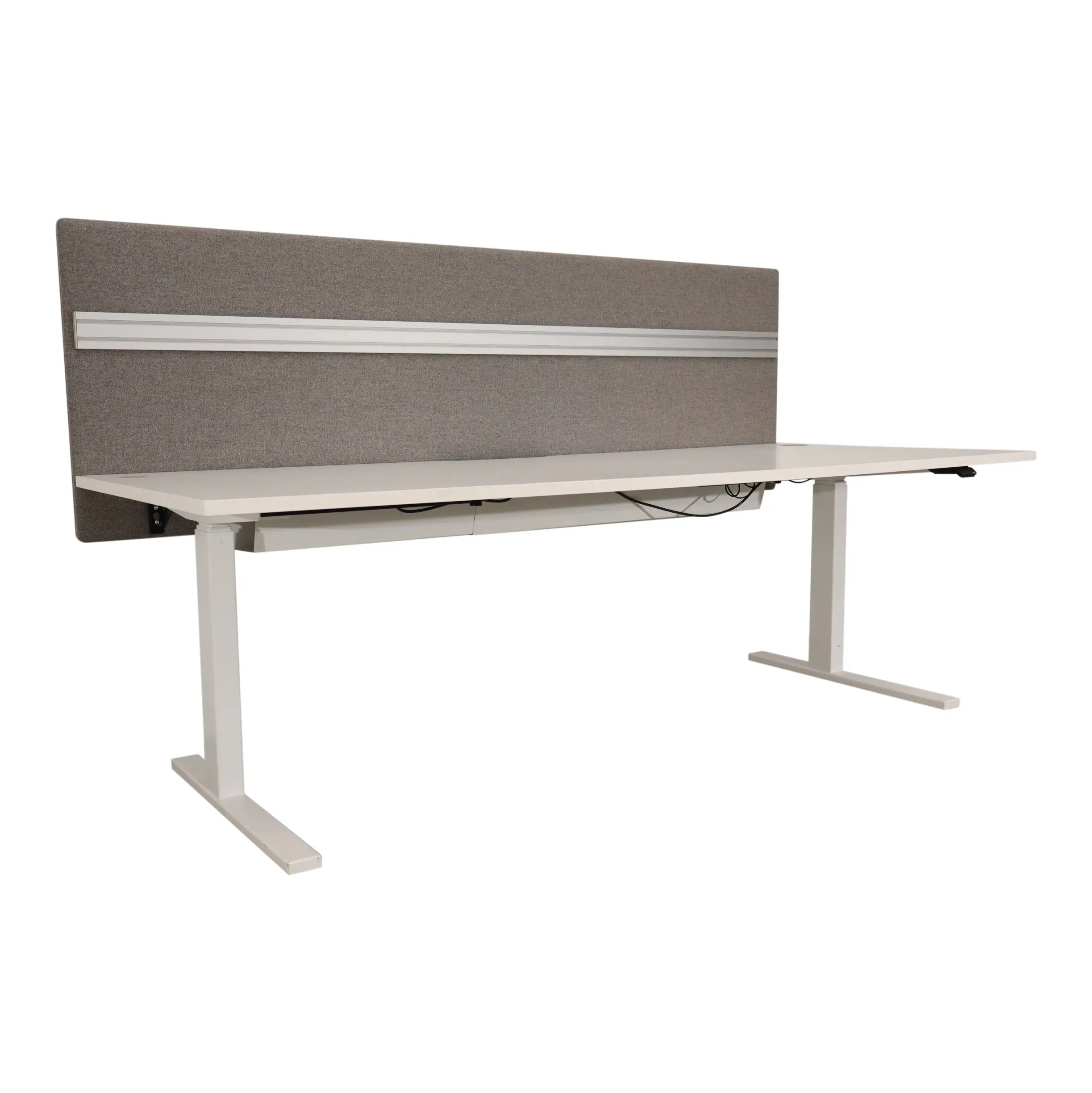 Elskrivbord komplett VitGrå L-fot 200×80 (2)