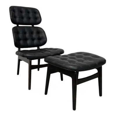 Fåtölj med fotpall Interior Design Svart (2)