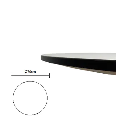Skiva Ø70cm Vit Fasad Svart Kant