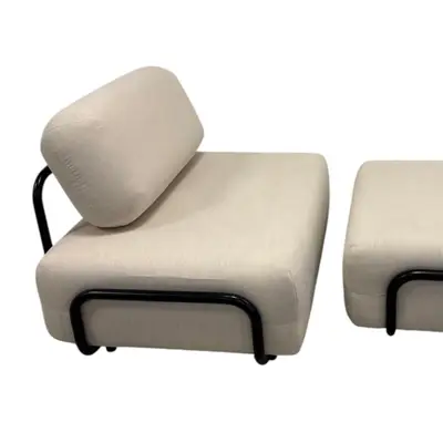 Fåtölj Med Fotpall Interior Design Collection Beige (2)